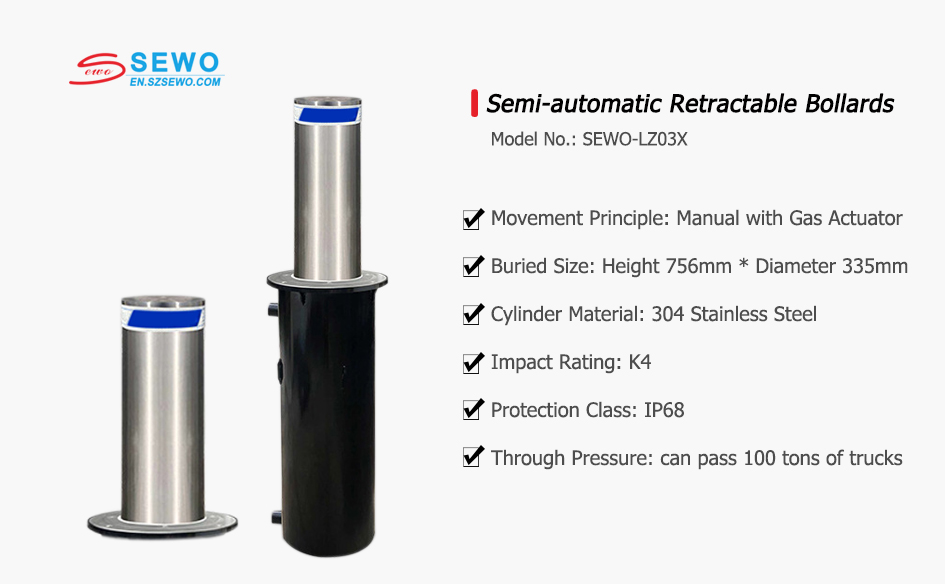 SEWO Semi-automatic Retractable Bollards